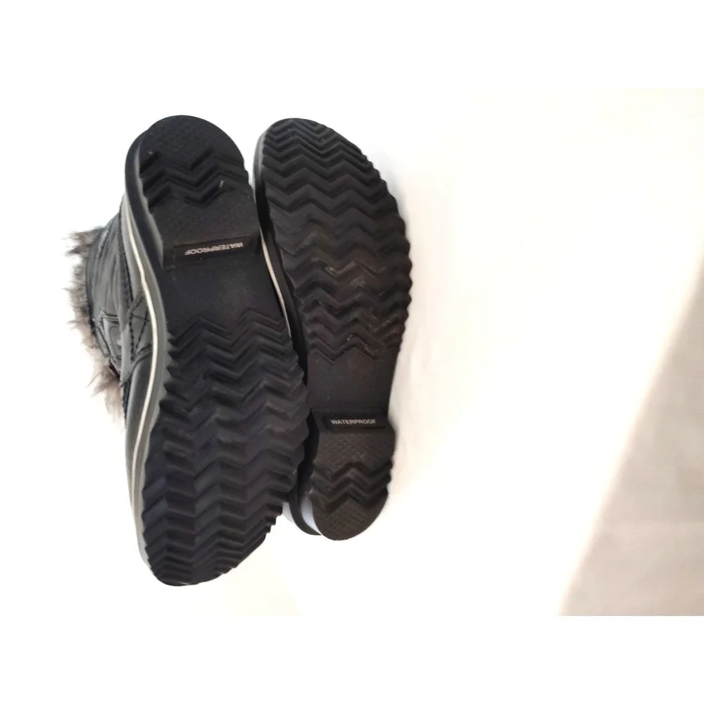 Sorel Winter Carnival Women 7 Black Quilted Faux Fur Lace‑Up Waterproof Snow Boo